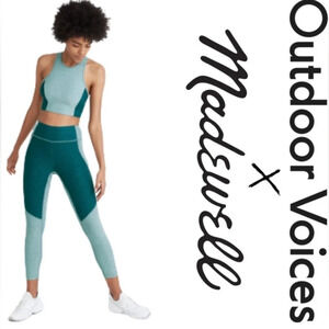 Outdoor Voices x Madewell 3/4 Crop Warmup Leggings Emerald Slate Size Medium M